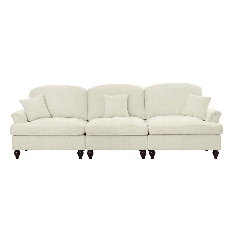 GDFStudio - Elegant Mid Century 3-Seater 107" Chenille Sofa with Flared Arms