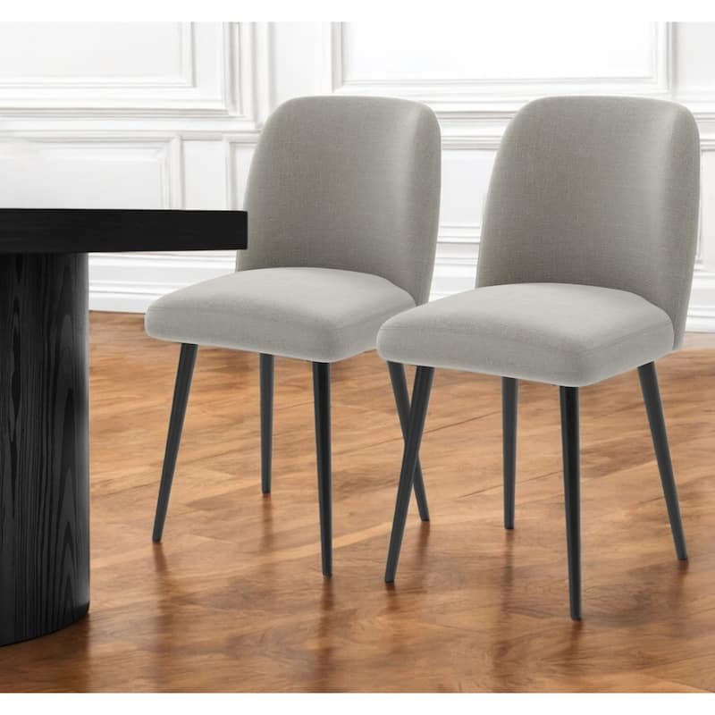 Set of 2 Fabric Dining Side Chairs with Black Tapered Wood Legs - 19” x 23” x 34”