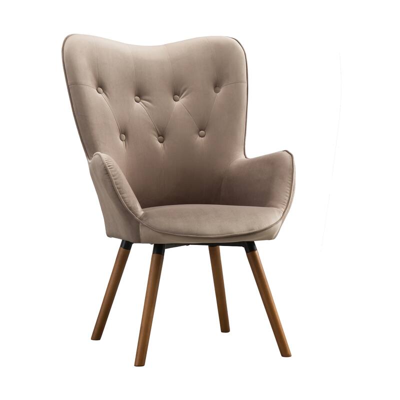 Chocolate Modern 30" Polyester Button Tufted Accent Chair with Solid Wood Frame for Living Room