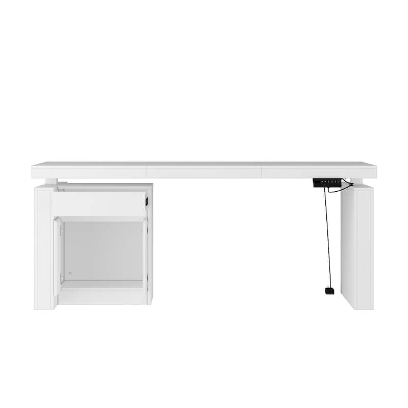 70.9"W Dining Table White Adjustable Workstation Modern Office Desk
