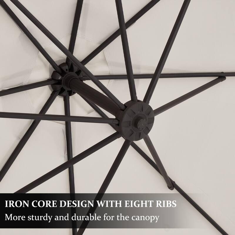 10ft Steel Crank Lift Hanging Offset Cantilever Umbrella