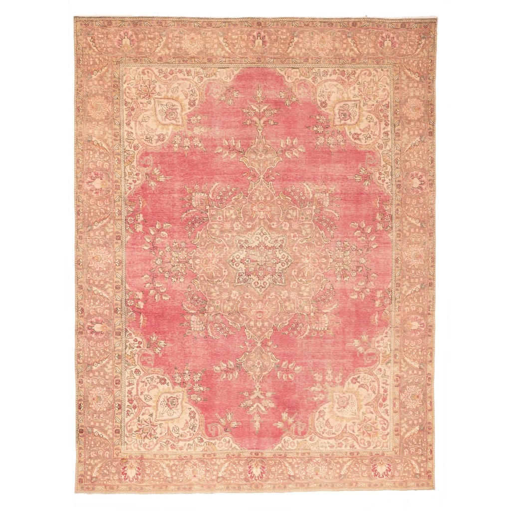 ECARPETGALLERY Hand-knotted Antalya Vintage Dark Pink Wool Rug - 9'6 x 12'6