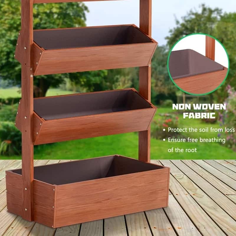 DoCred Vertical Wooden Garden Bed, Freestanding Outdoor Planter Box