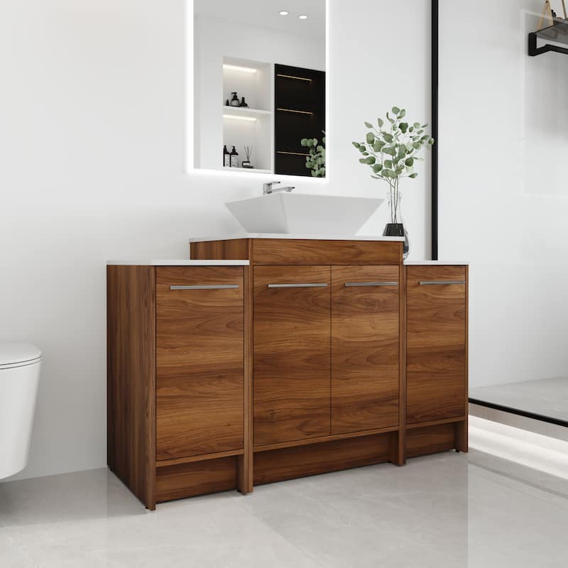 Malwee 24"/36"/48"/60" FreeStanding Bathroom Vanity, Floor Stand Bathroom Vanity with Ceramic Sink,Soft Close Door and Shelf