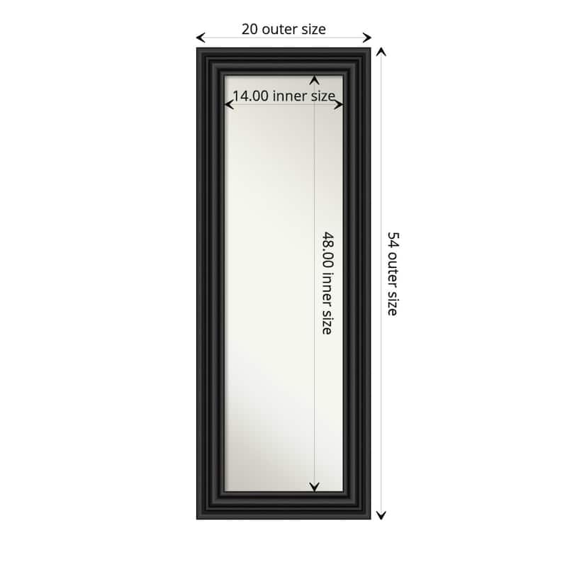 Non-Beveled Full Length On The Door Mirror - Black Frame - Colonial Black
