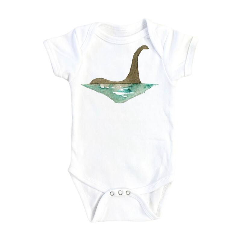 Loch Ness Monster - Baby Boy Girl Clothes Infant Bodysuit Funny Cute Newborn 1A - White - 3-6M