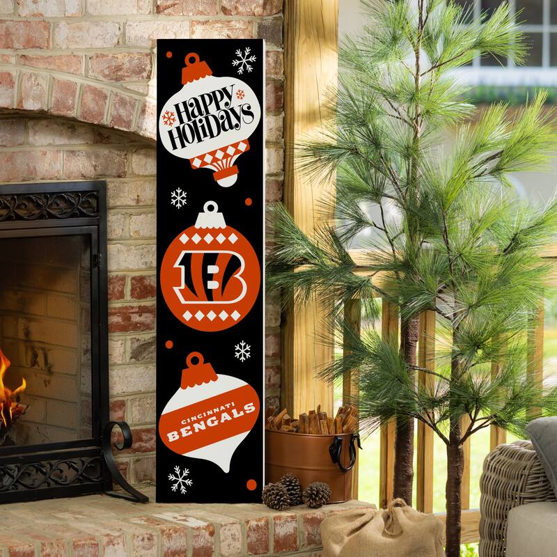 47" Double Sided Seasonal Porch Leaner, Cincinnati Bengals - 47" x 11.25" - Christmas