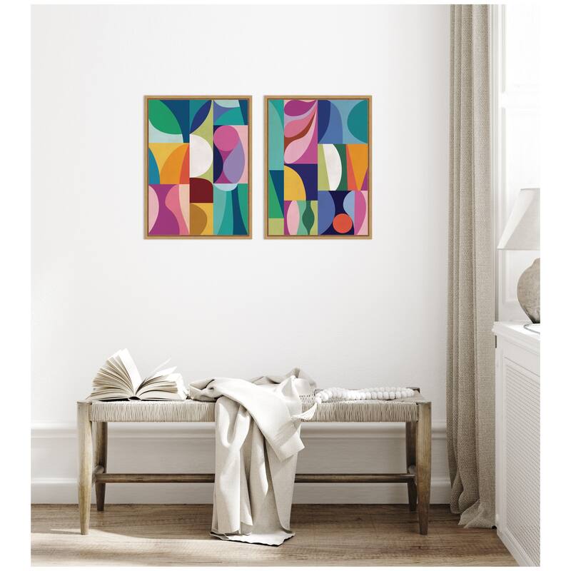 Kate and Laurel Abstract 2 Piece Framed Canvas Wall Art Set by Rachel Lee