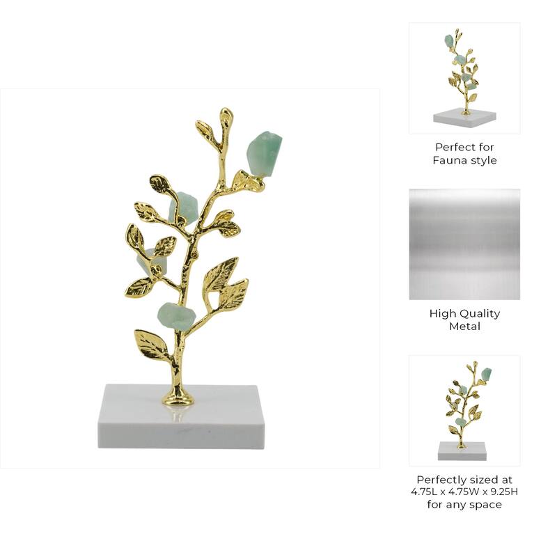 Metal Tree Sculpture on Marble Base Charming Living Room, Office, Home Decor