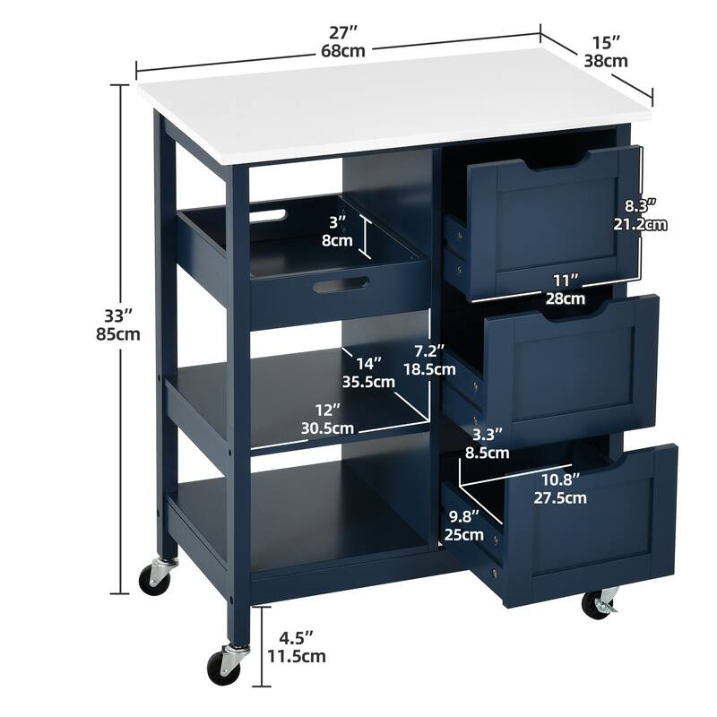 Kitchen Island Cart with Storage, Rolling Kitchen Island e on Wheels with Worktop