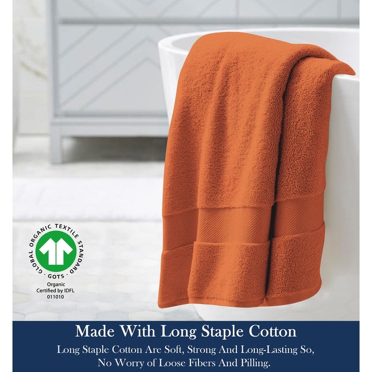 Delara Organic Cotton Luxuriously Plush Bath Sheet Pack of 4 |GOTS & OEKO-TEX Certified |650 GSM Long Staple | Quick Dry & Soft