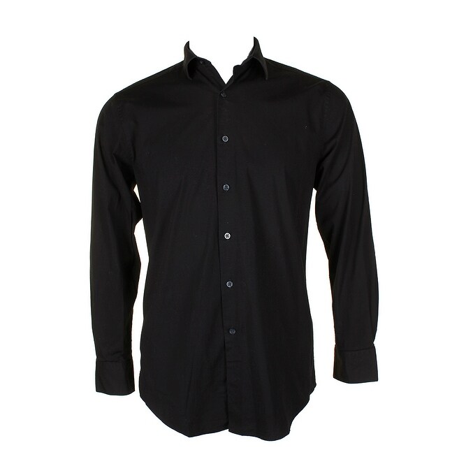 black slim fit button down shirt