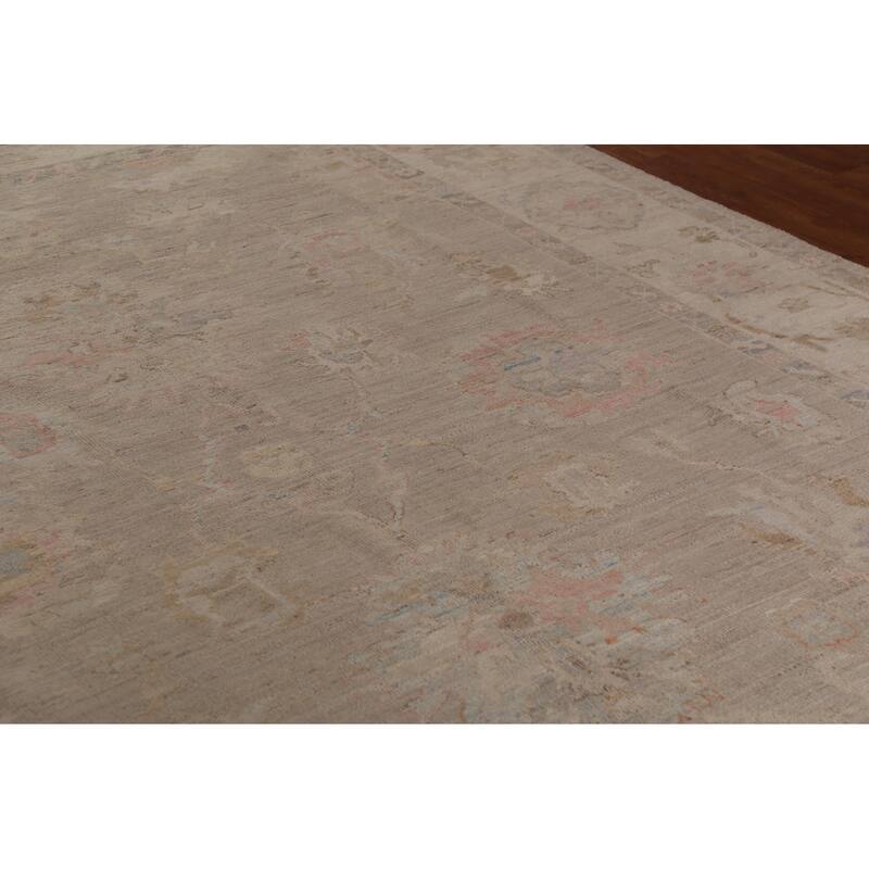 Floral Vegetable Dye Oushak Turkish Area Rug Handmade Wool Carpet - 8'8"x 11'9"