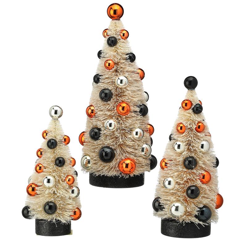 7.5-10.5" Halloween Sisal Tree Set of 3