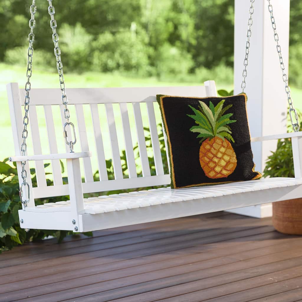 Slatted Wood Porch Swing - White Paint