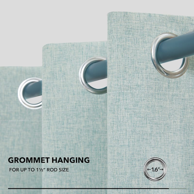 Deconovo Faux Linen Total Blackout Grommet Curtain (2 Panels)