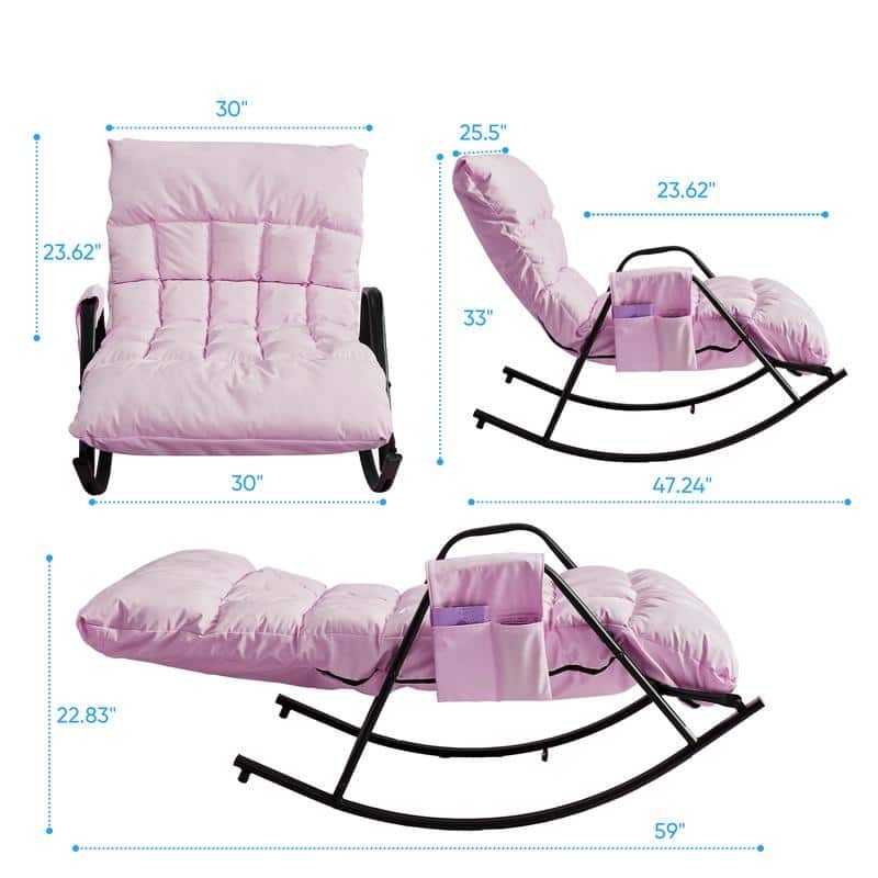 Mixoy Adjustable Widen Rocking Chair,Modern Lounge Nursery with Iron Frame