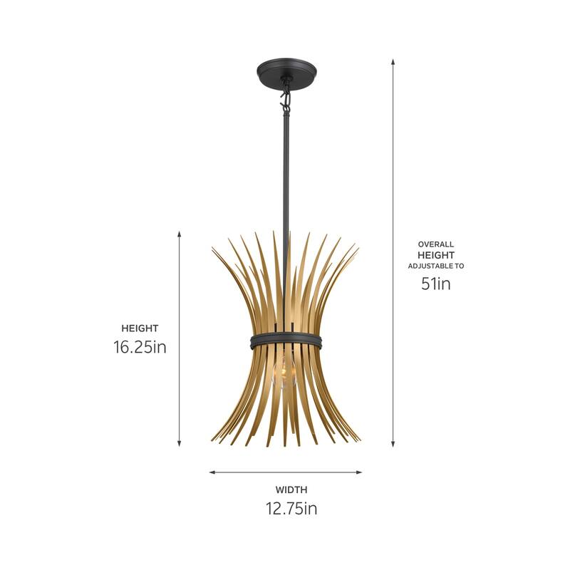 Kichler Lighting Baile 12 inch 1-Light Mini Pendant Natural Brass and Black