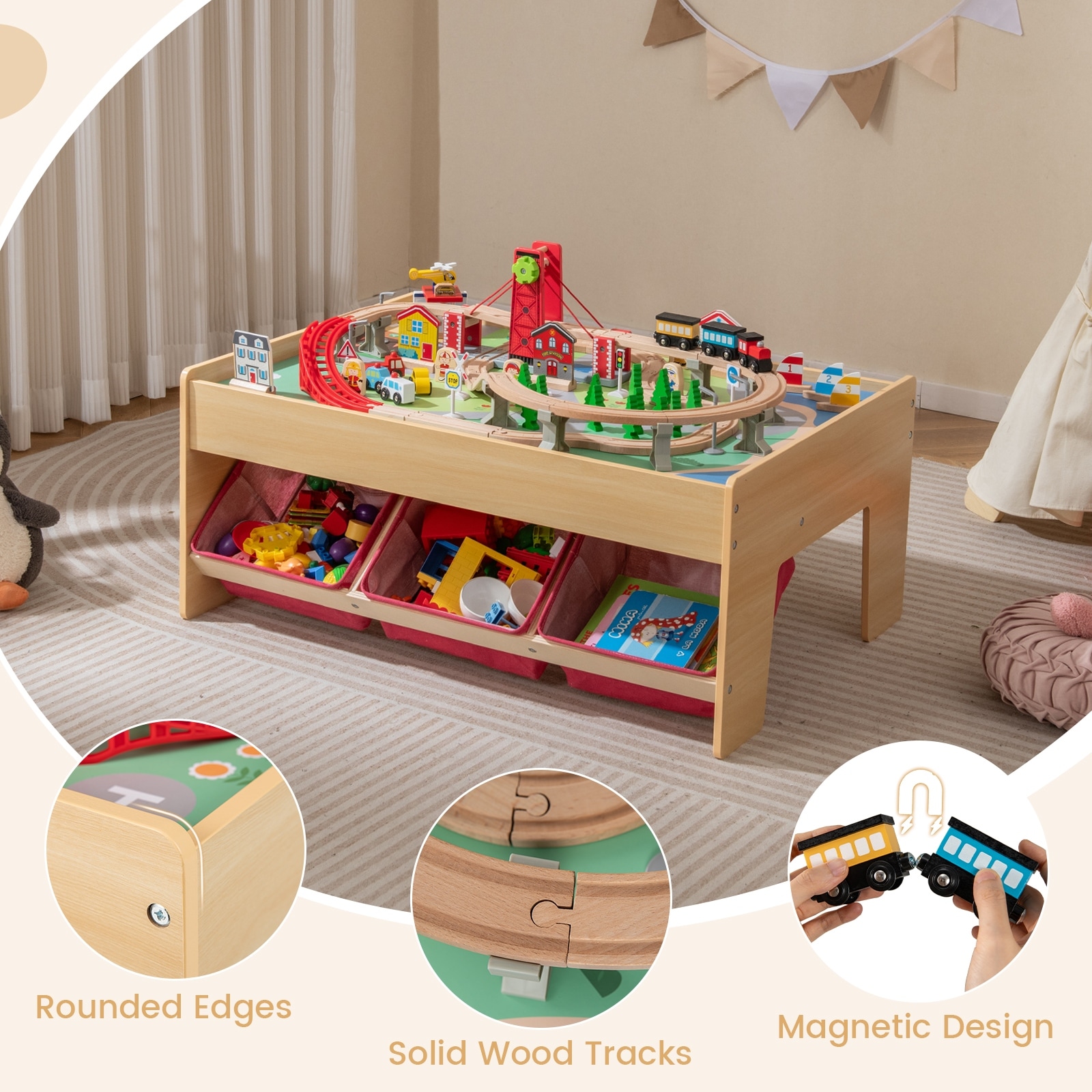 Gymax-94-PCS-Wooden-Train-Set-