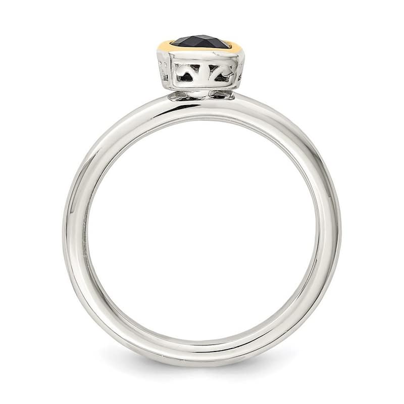 Curata 925 Sterling Silver With 14k Accent Created Sapphire Ring