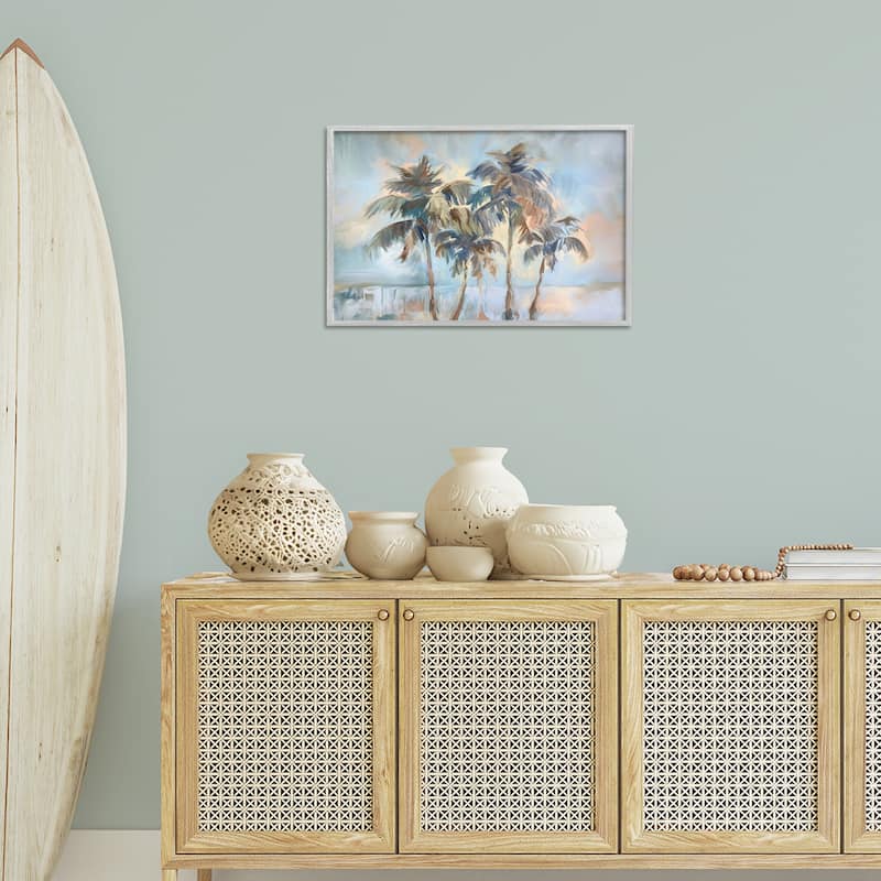 Stupell Cool Palm Trees Sunrise Framed Giclee Art Design By Ramona Murdock
