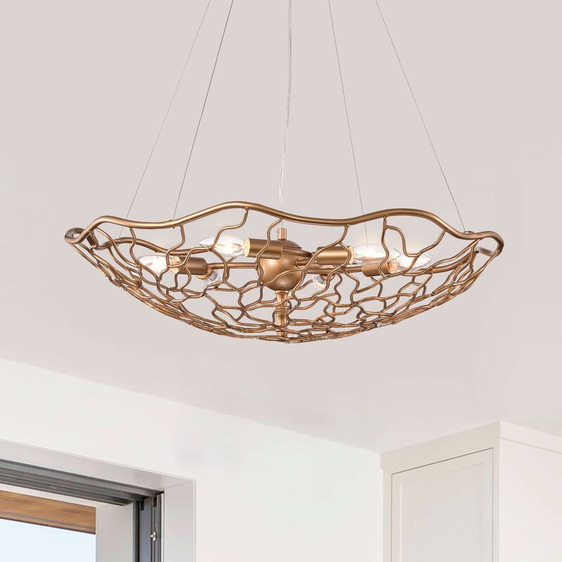 Francisca Shiny Bronze Hand-made Frame Chandelier - 26 inches in diameter x 6.7 inches H