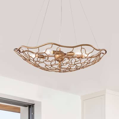 Francisca Shiny Bronze Hand-made Frame Chandelier - 26 inches in diameter x 6.7 inches H