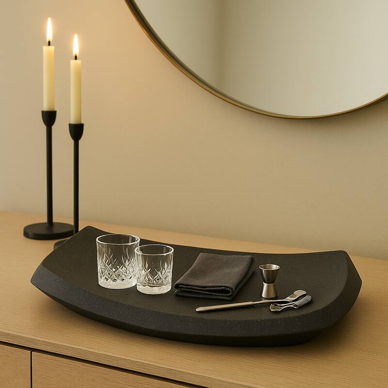 Decorative Accent Curved Resin Bowl Tray - Home Decor - 19", Black - 19.0" - Black - 19.0"