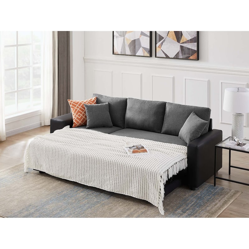 Classic and Cozy L-shape Pull-out Sleeper Sectional Sofa