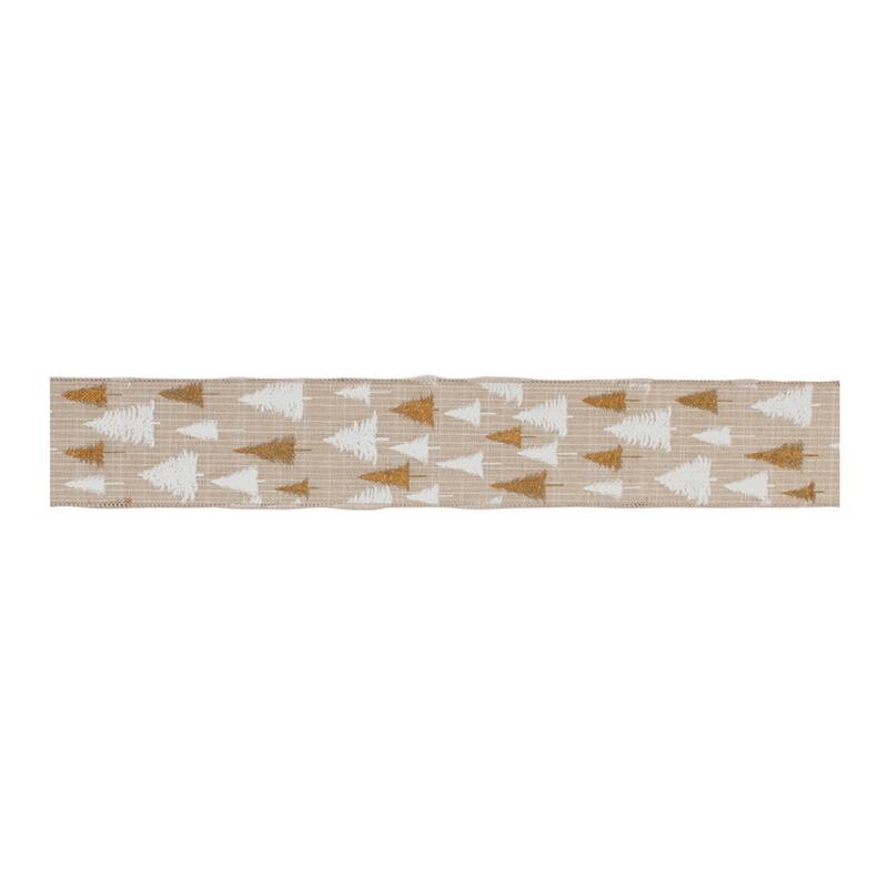 Red and White Pine treet Wired Ribbon (Set of 2)