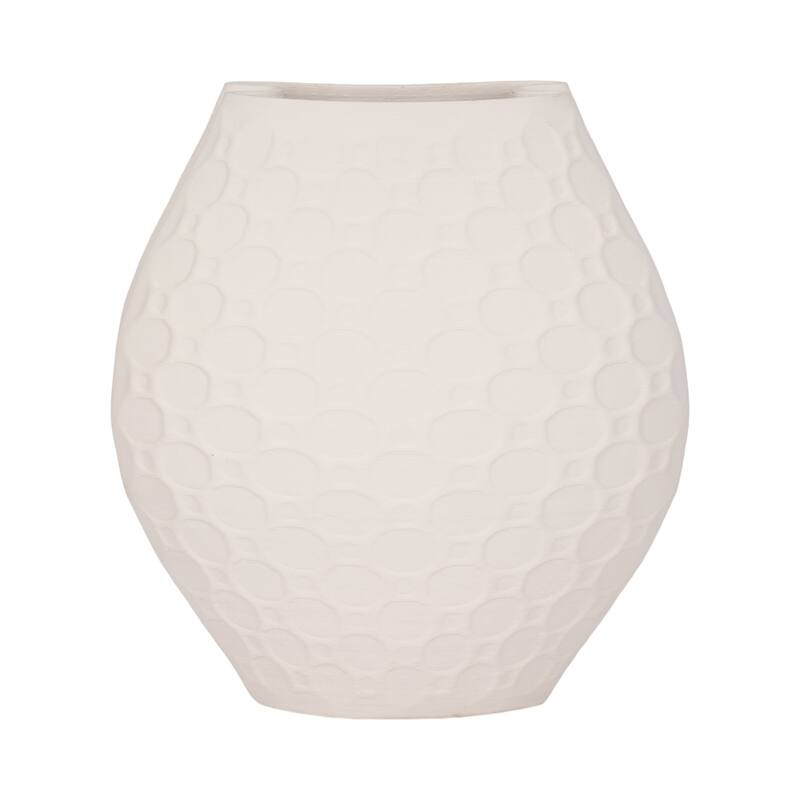 Sagebrook Home Elphantine 3D Printed Vase, Ivory/Beige, Bud, Texture