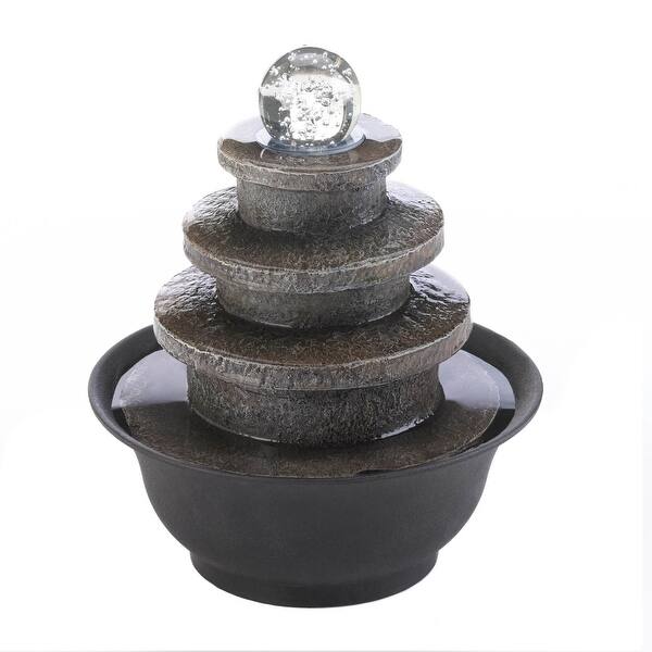 slide 2 of 2, 9" Brown and Black Tiered Round Tabletop Fountain