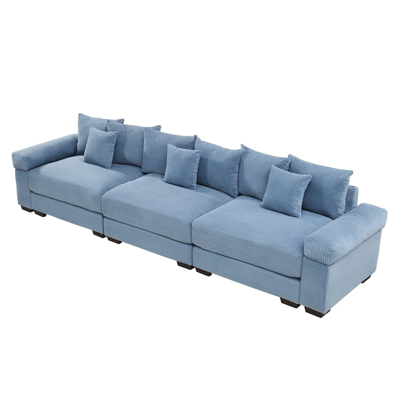 GDFStudio - Corduroy 3-Seater 130" Cloud Sofa Couch with Extra-Thick Armrests