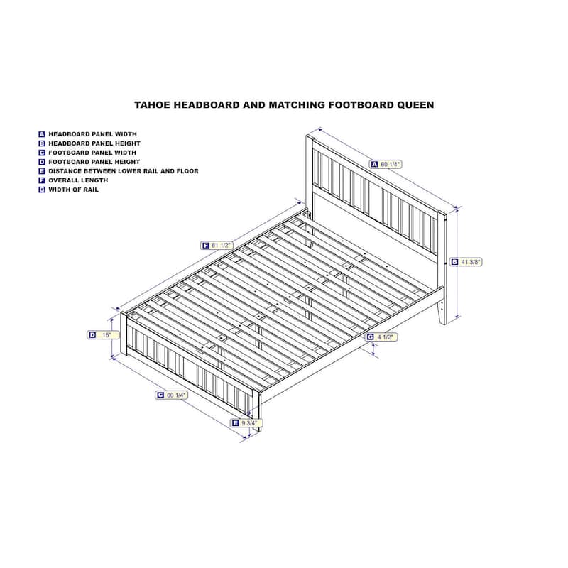 Walnut Bed with Footboard - Solid Wood Platform Bed Frame - Modern Bedroom Furniture