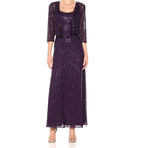 alex evenings purple dress