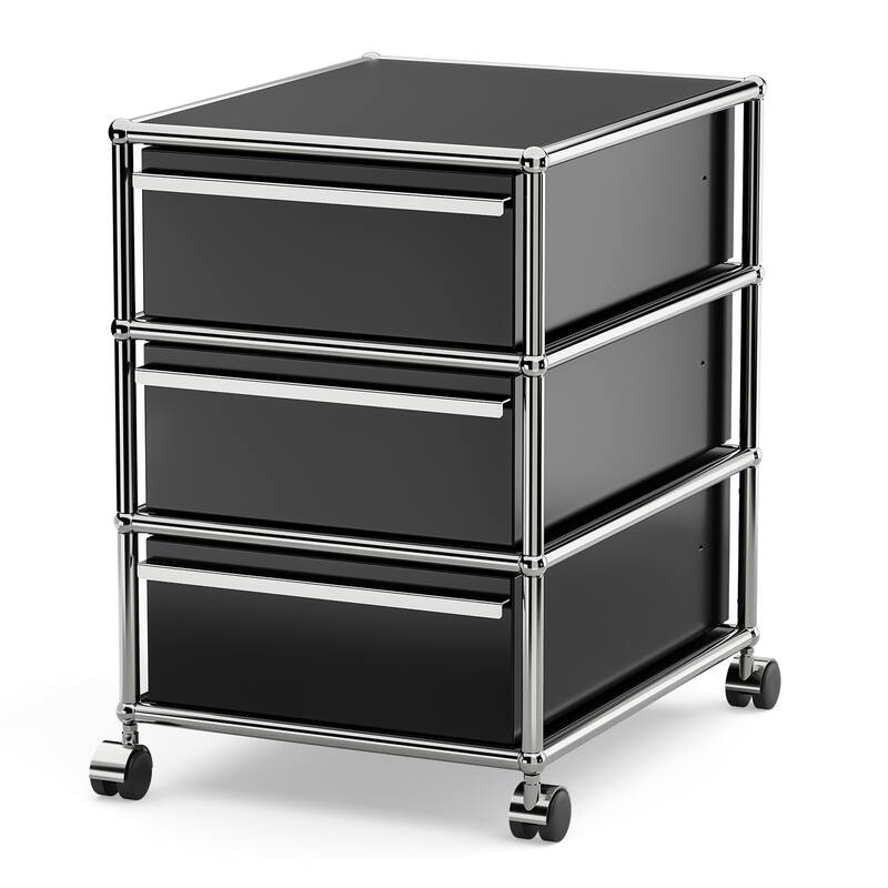 Modern 2/3-Drawer Wheel File Storage Cabinet with Stainless Metal
