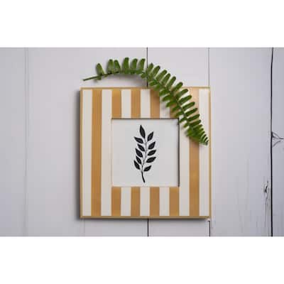 Striped Rectangular Picture Frame - for 4" x 4" Photo - Beige and White