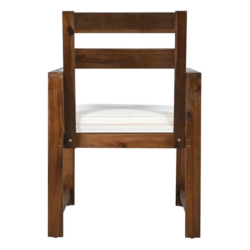 Wood Patio Dining Set with Table, 2 Armchairs & 4 Side Chairs, 7 Pcs