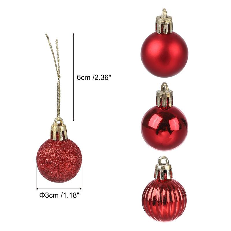 24Pcs 1.18 Inch Christmas Balls Shatterproof Ornaments Balls - Red