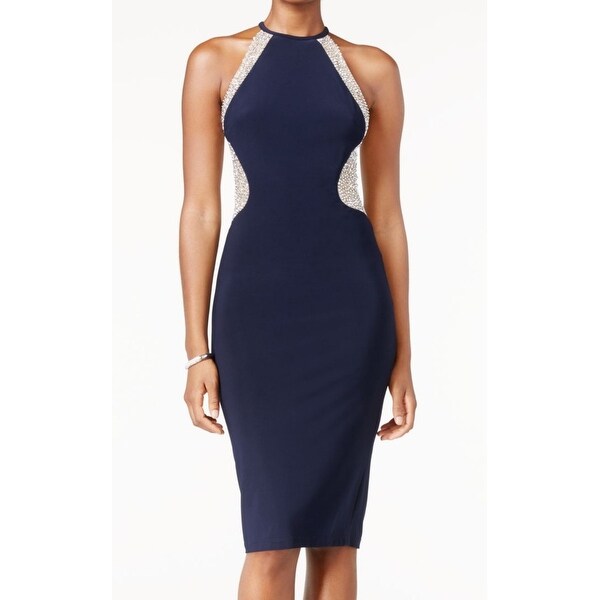navy blue illusion dress