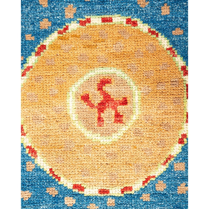 Overton Hand Knotted Wool Vintage Inspired Modern Contemporary Modern Yellow Area Rug - 6' 2" x 8' 10"