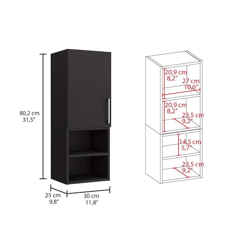 TUHOME Madrid Medicine Cabinet, 2 External Shelves, Metal Handle, Single Door, 2 Interior Shelves