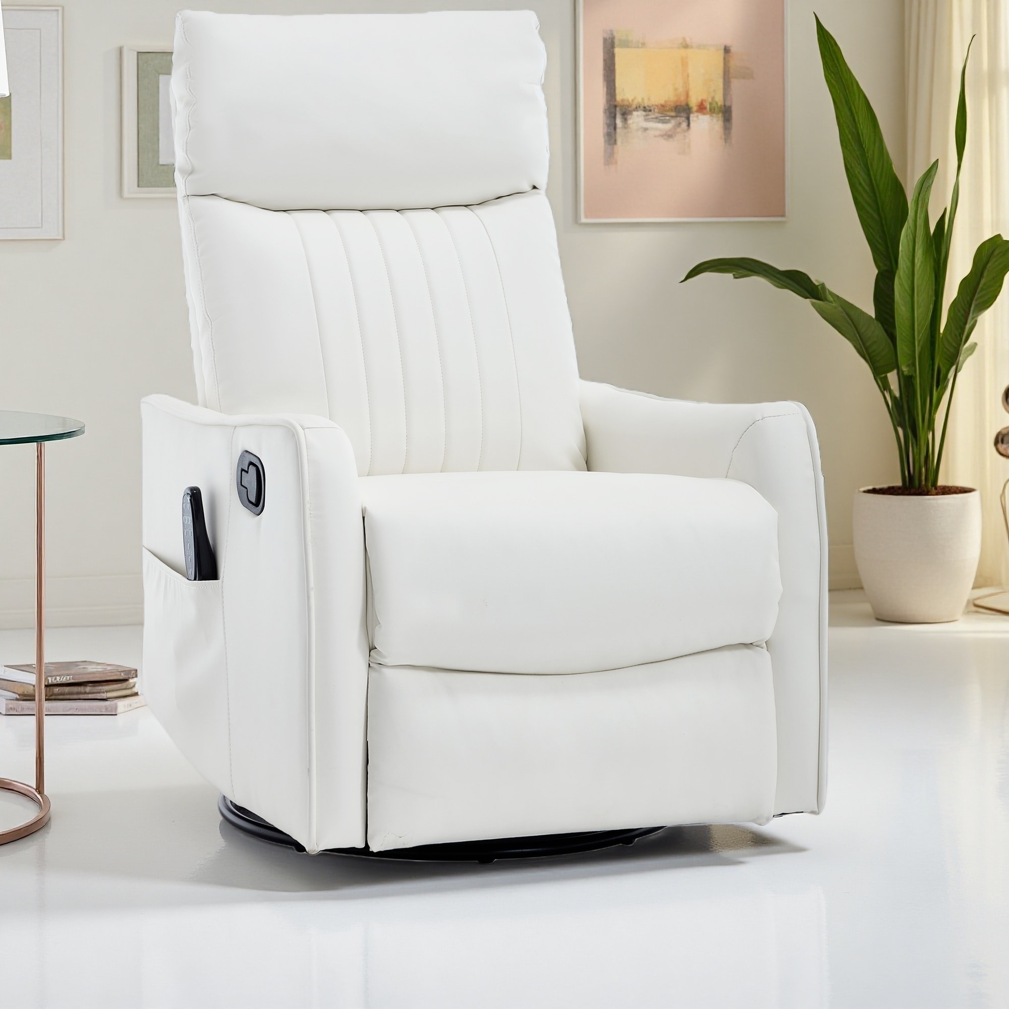 Faux Leather Manual Recliner with Swivel & Heat Massage