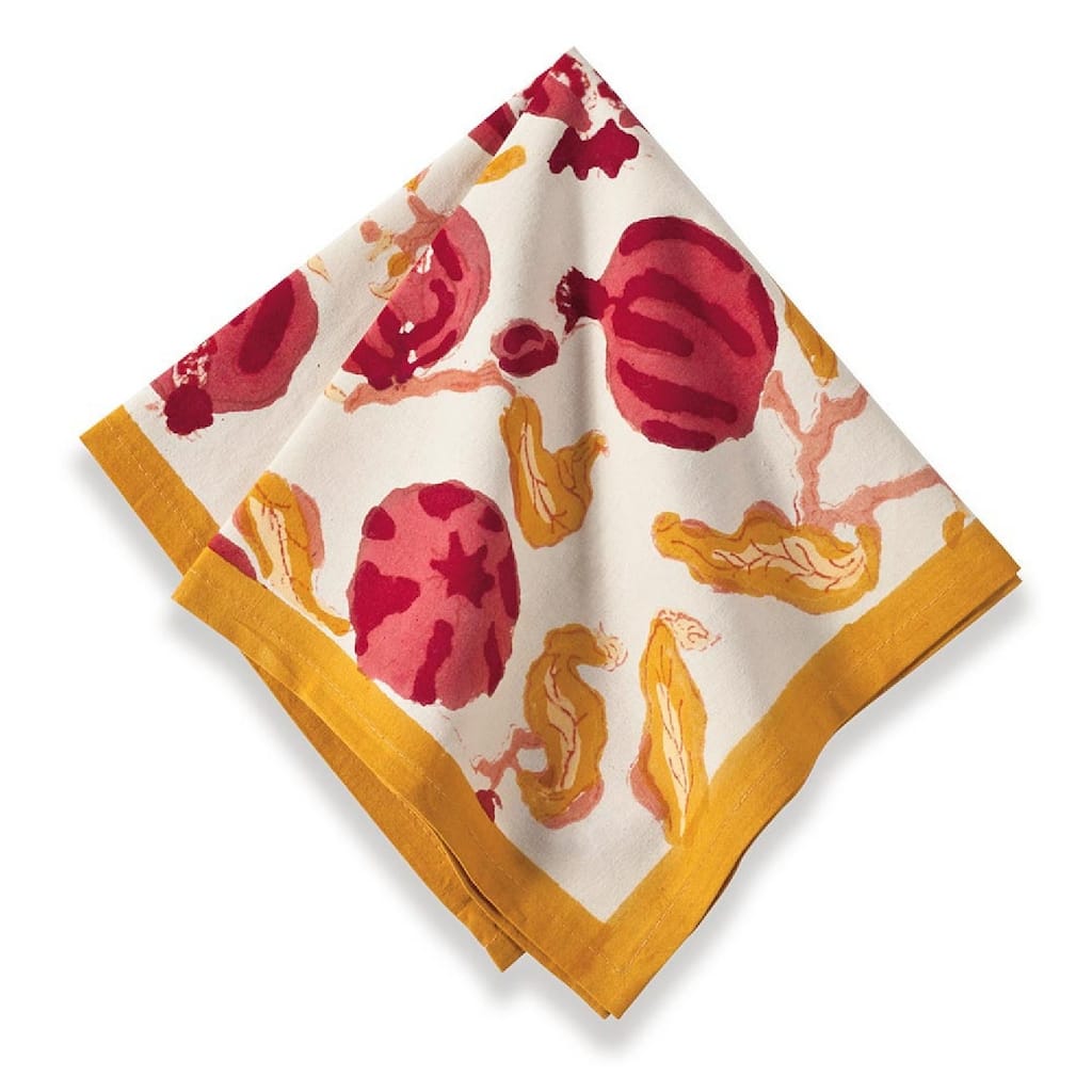Pomegranate/ Yellow Cotton Napkins (Set of 6)