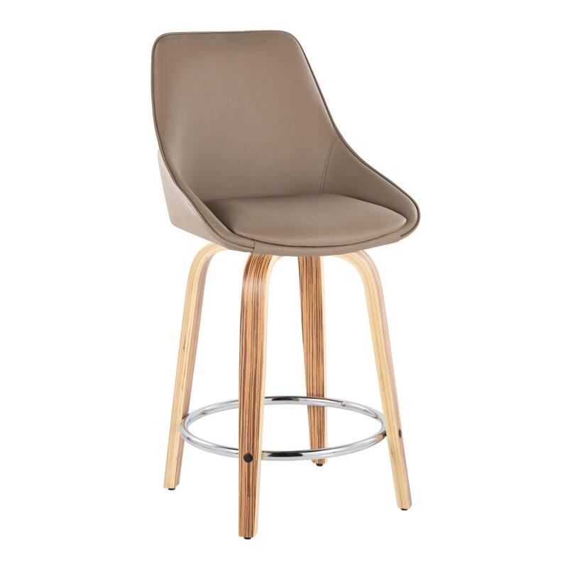 Carson Carrington Alba 24" Fixed-Height Upholstered Counter Stool with Bent Wood Legs & Round Footrest (Set of 2)
