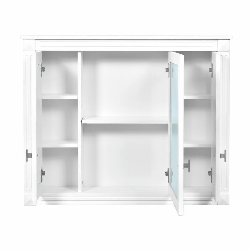 Wall-Mounted Medicine Cabinet with 4 Shelves, Mirrored Door Over-Toilet Storage