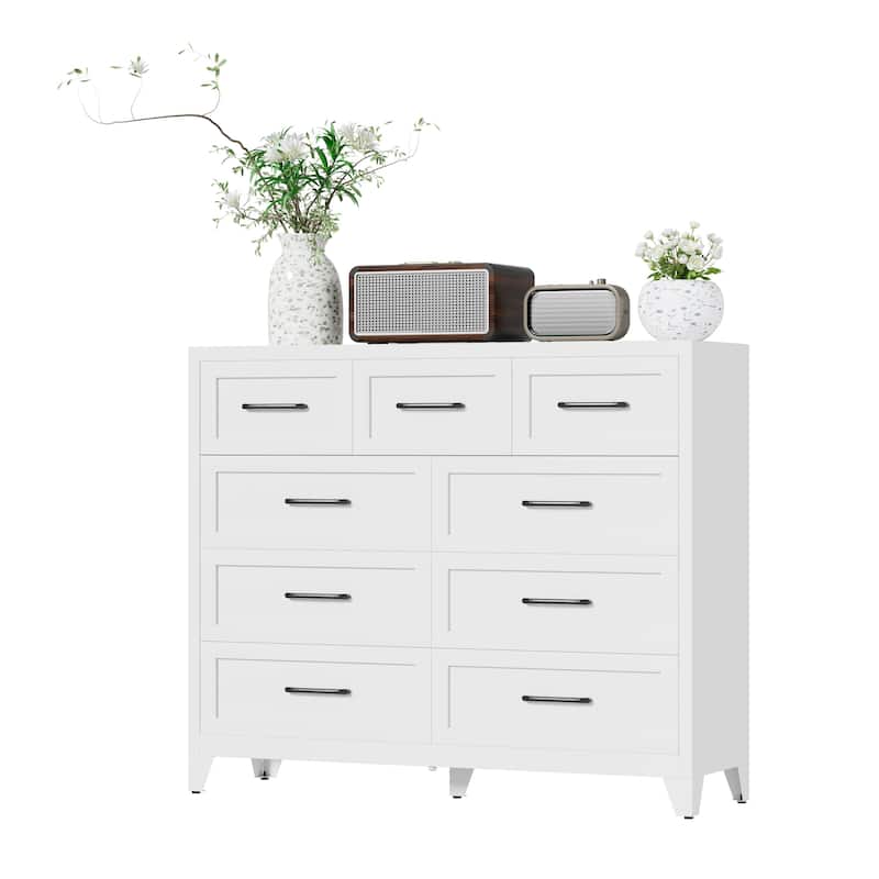Bedroom Dresser Metal Storage Cabinet with Drawers, Space-Saving Chest of Drawers for Bedroom Living Room Entryway