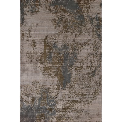 Multi-Color Abstract Area Rug Handmade Wool Carpet - 5'3" x 8'4"