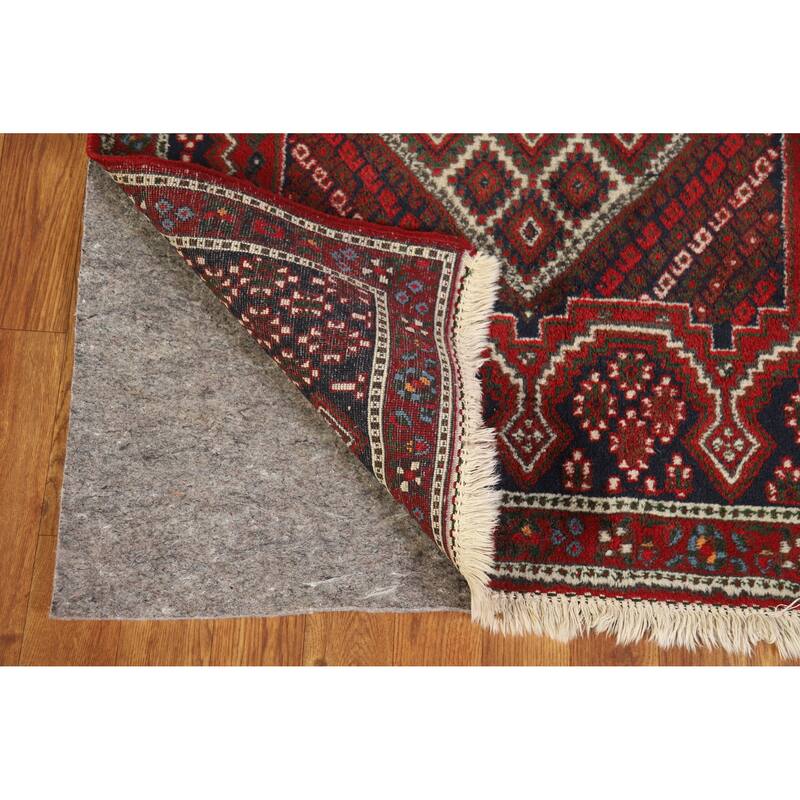 Hand Knotted Oriental 100% Wool Carpet Traditional Geometric Red Sirjan Area Rug - 4' 8'' X 3' 3''