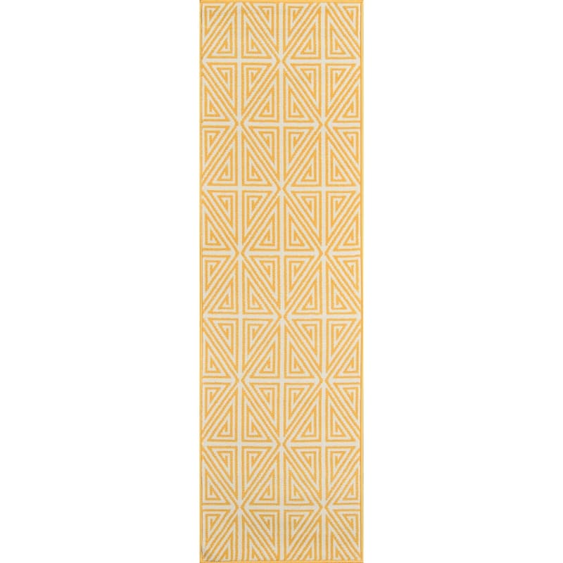 Momeni Baja Diamonds Indoor Outdoor Rug - 2'3" x 7'6" Runner - Yellow